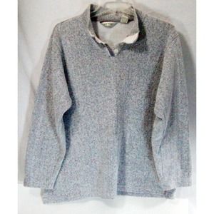 Orvis Mens Large Grey Pullover Sweter Button Size Large With Hand Pockets